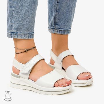 SANDALE Dama Piele Naturala CU BARETA CRL1098 Culoare: ALB