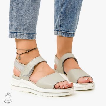 SANDALE Dama Piele Naturala CU BARETA CRL1098 Culoare: GRI