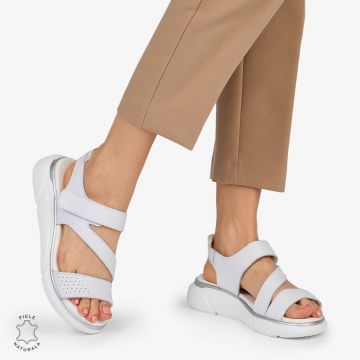 SANDALE Dama Piele Naturala CU BARETE CRL1048 Culoare: ALB