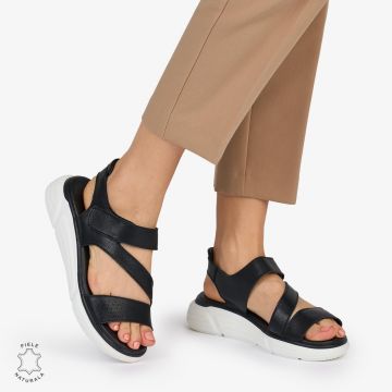 SANDALE Dama Piele Naturala CU BARETE CRL1048 Culoare: NEGRU