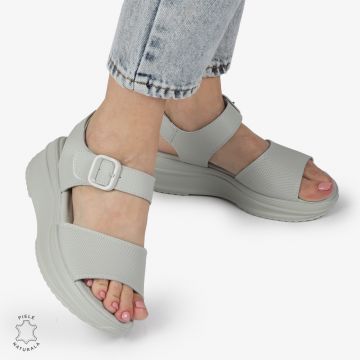 SANDALE Dama Piele Naturala CU CATARAMA CU TALPA INALTA CRL1371 GRI