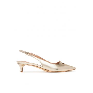 Sandale dama -  Plati - toc - piele naturala - auriu