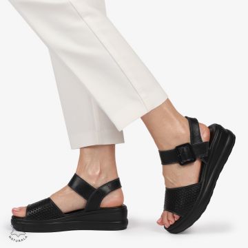 SAndale DAMA SPORT DIN PIELE NATURALA CU INCHIDERE CATARAMA CRL1411 NEGRU