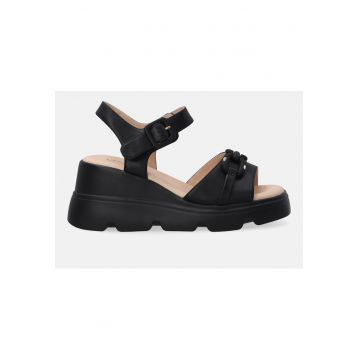 Sandale din piele cu platforma - Negru