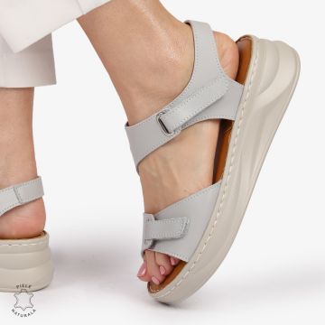 Sandale din piele naturală cu talpă ușoară pentru confort CRL1401 GRI