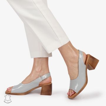 Sandale elegante din piele naturală CU CATARAMA MODEL CLASIC CRL1403 GRI