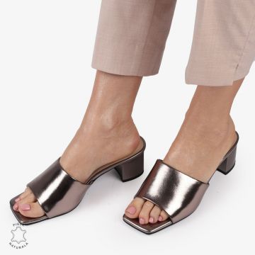 SANDALE ELEGANTE DIN PIELE NATURALA SLIP-ON CRL1392 PEWTER