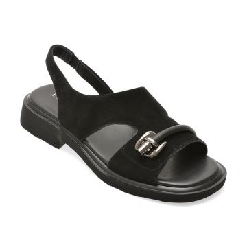 Sandale EPICA negre, 1302H28, din piele intoarsa