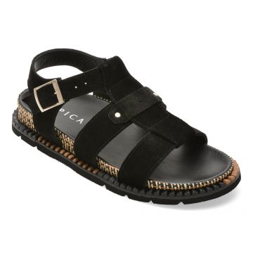 Sandale EPICA negre, 3432618, din piele intoarsa