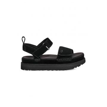 Sandale flatform de piele intoarsa Goldenstar - Negru