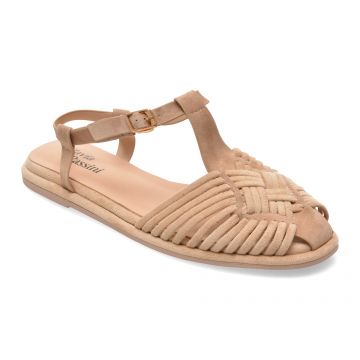 Sandale FLAVIA PASSINI bej, A397, din material textil si piele naturala