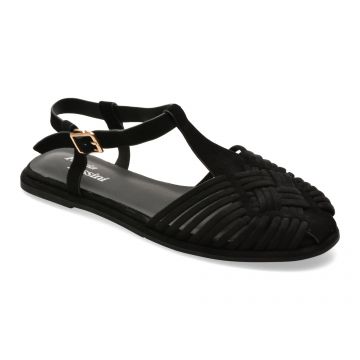 Sandale FLAVIA PASSINI negre, A397, din material textil si piele naturala