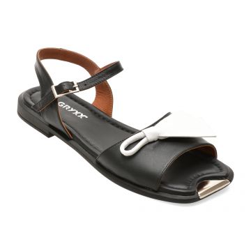 Sandale GRYXX alb-negru, 208421, din piele naturala