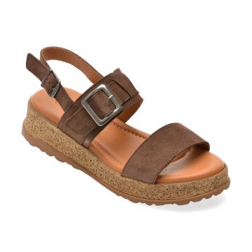 Sandale GRYXX maro, 5710, din piele intoarsa