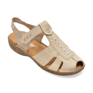 Sandale RIEKER bej, 658B3, din piele naturala