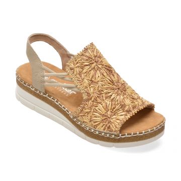 Sandale RIEKER bej, V1268, din piele ecologica