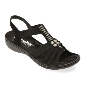 Sandale RIEKER negre, 60806, din piele ecologica