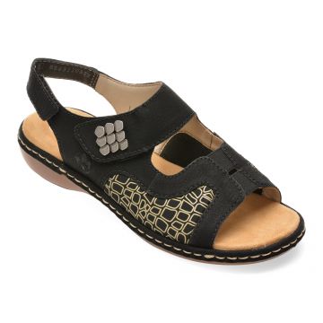 Sandale RIEKER negre, 65989, din piele ecologica