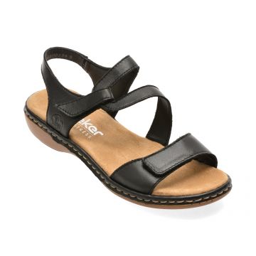 Sandale RIEKER negre, 659C7, din piele naturala