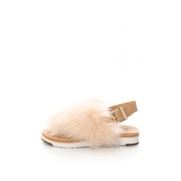 Sandale slingback de piele cu par scurt - cu bareta separatoare Holly