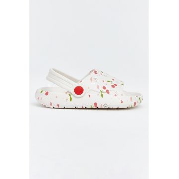 Sandale slingback usoare cu imprimeu - Alb/Verde/Roz