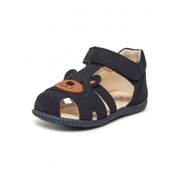 Sandale Baieti -  piele naturala - albastru - model ursulet