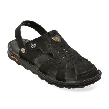 Sandale BITE THE BULLET negre, 25207, din piele naturala