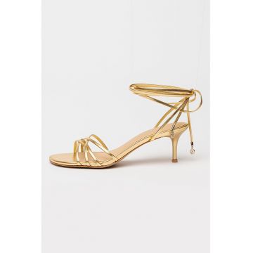 Sandale cu sireturi si toc stiletto - Auriu