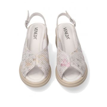 Sandale cu talpa wedge din piele intoarsa