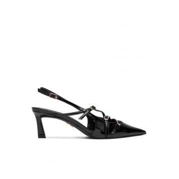 Sandale dama -  Black Patent - piele ecologica -