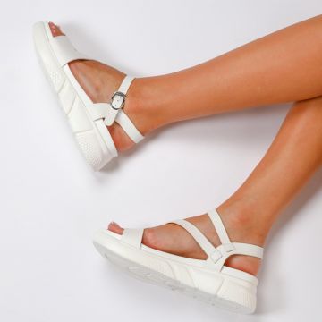 Sandale dama din Piele Ecologica CRL0211 Alb