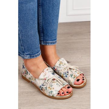 Sandale dama din piele Ecologica cu brant din piele naturala CRL1591 BEJ