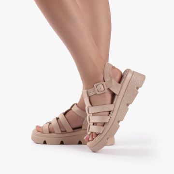Sandale dama din Piele Ecologica cu talpa inalta CRL0824 BEJ