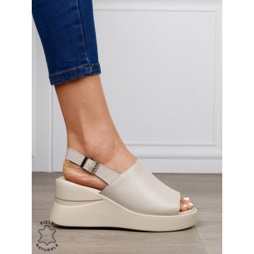 SANDALE DAMA DIN PIELE NATURALA CU VARF DECUPAT CRL1642 BEJ