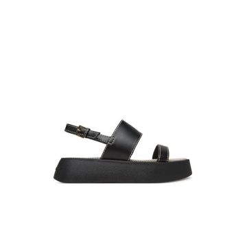 Sandale dama -  piele ecologica - negru -