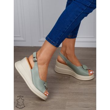 SANDALE Dama Piele Naturala CU TALPA INALTA SI ACCESORIU METALIC CRL1599 BARILA