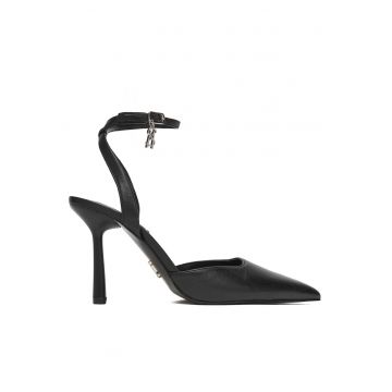 Sandale dama -  piele naturala - cu toc - negru