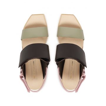 Sandale de femei -  piele naturala - multicolor - sistem inchidere Velcro