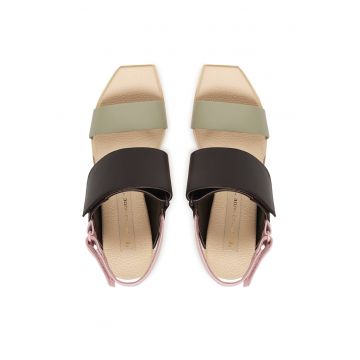 Sandale de femei -  piele naturala - multicolor - sistem inchidere Velcro