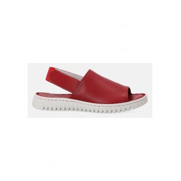Sandale demi-wedge din piele cu varf decupat