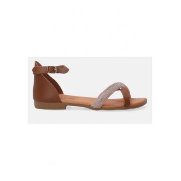 Sandale din piele cu bareta cu cristale