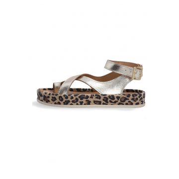 Sandale din piele cu imprimeu leopard