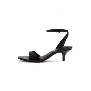 Sandale din piele cu toc kitten - Negru