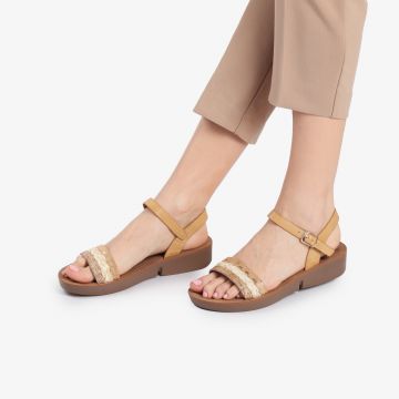 Sandale din Piele Ecologica CRL0160 Bej