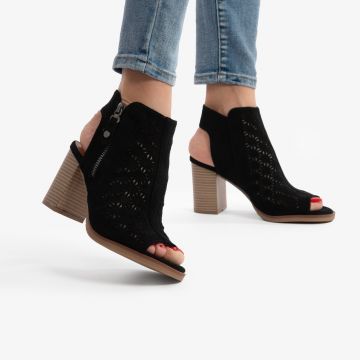 SANDALE DIN PIELE ECOLOGICA CU TOC GROS SI MODEL CRL0746 Negru