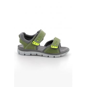 Sandale din piele intoarsa cu talpa plata - Verde feriga/Verde fistic
