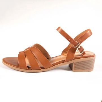 Sandale Elegante cu Toc din Piele Ecologica CRL0142 MARO