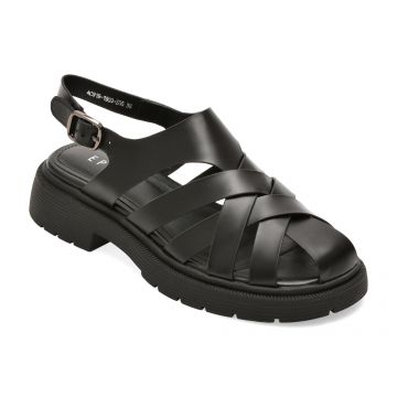 Sandale EPICA negre, 4C919, din piele naturala