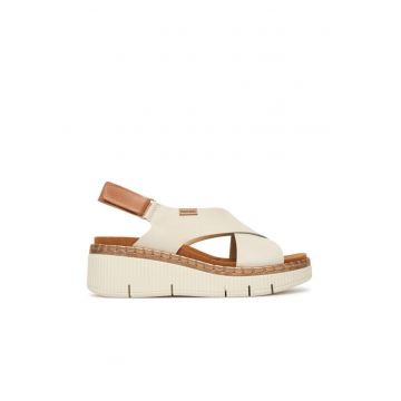Sandale femei -  piele naturala - alb - sistem inchidere Velcro