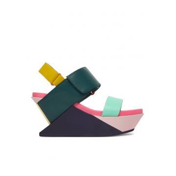 Sandale femei  piele naturala - multicolor - sistem inchidere Velcro